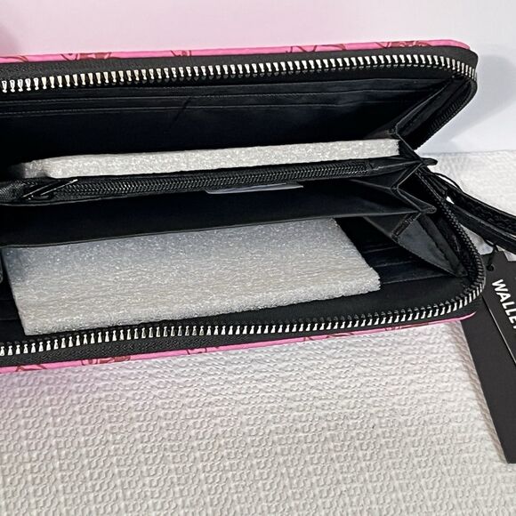 Ed Hardy Zip Around Wallet Wristlet Pink Tiger Vegan Leather Card Slot Pockets - Picture 13 of 14
